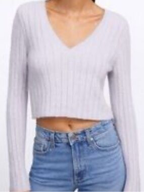 Urban Outfitters Lilac Ribbed Cropped Sweater